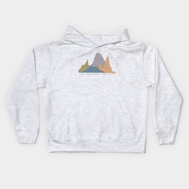 Four Mountains, One Park Kids Hoodie by Origami Sticker Co.